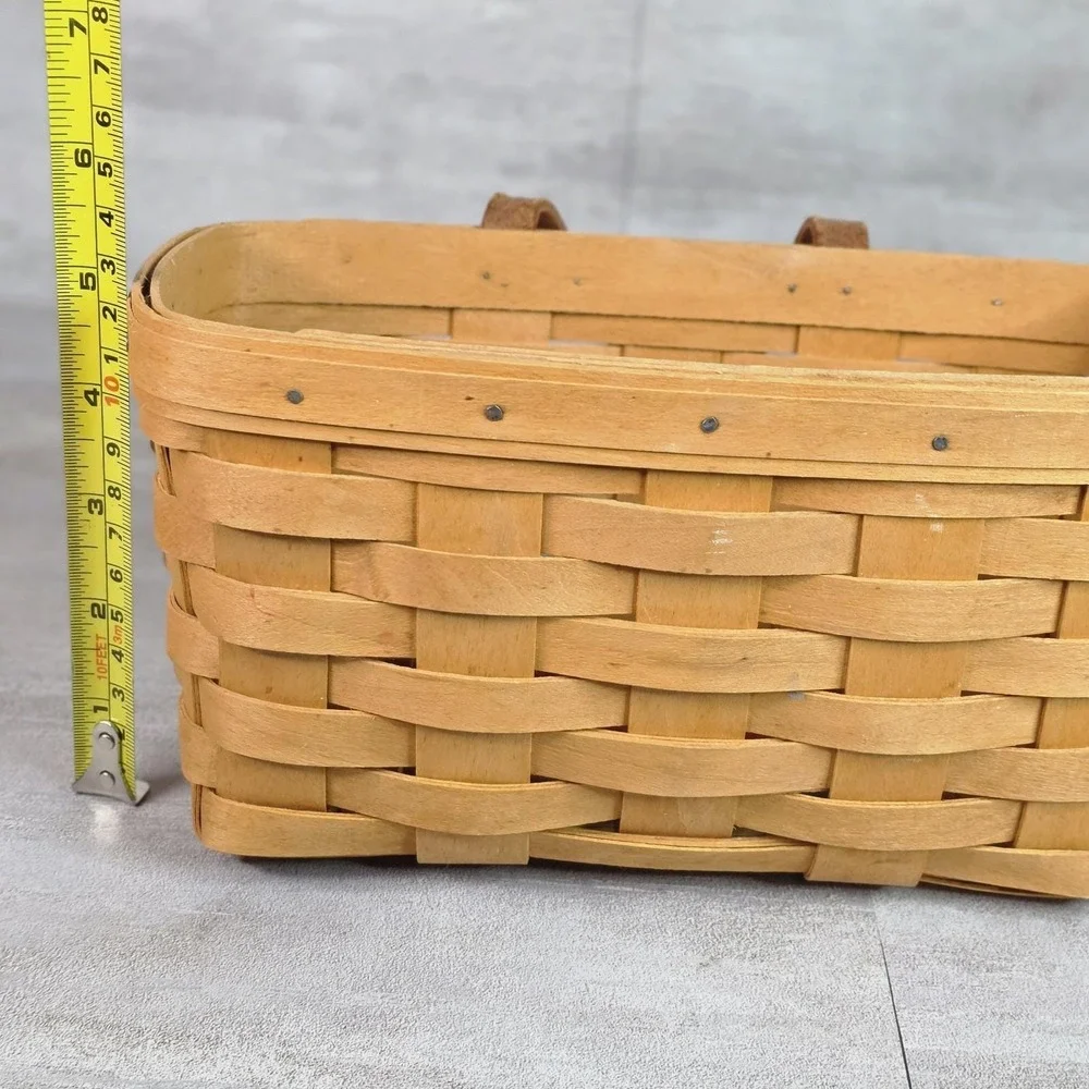Longaberger Hanging Basket Leather Handle Wall Medium - Signed-9